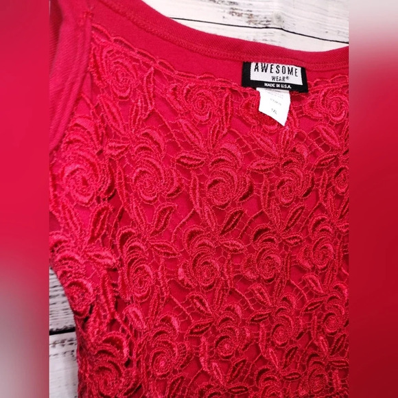 Awesome Lace Crop Tank Red size XL Vintage Deadstock Y2K 90s NWT - Picture 6 of 7